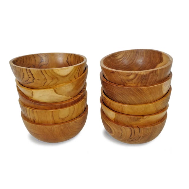 Simple Teak Wood Bowl For Sale In Los Angeles - Image 6 of 8