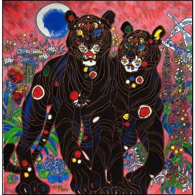 "Cats Suite" Cheetah, Leopard, Tiger Couple, Lion. 4 piece suite of limited edition serigraphs on un-stretched canvas by...
