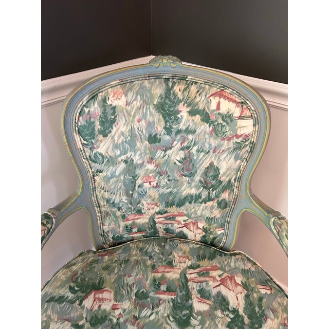 Mid 20th Century Louis XV Style French Bergere Chair With Floral Upholstery For Sale In Philadelphia - Image 6 of 12