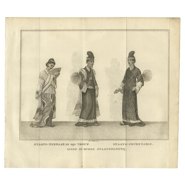Burmese State Official, His Wife, and a Secretary in Ceremonial Dress – Antique Costume Print, circa 1800 This finely...