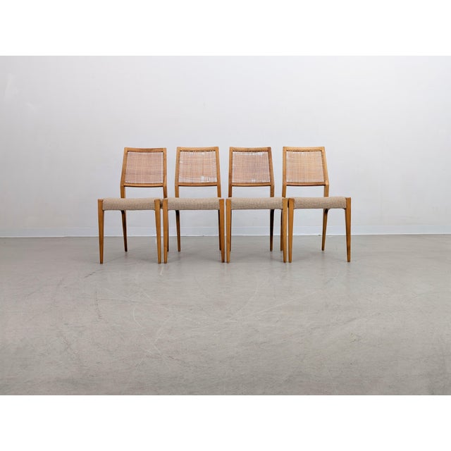 Mid-Century Modern Vintagw Chairs with Birch Cane Weave, Set of 4 For Sale - Image 3 of 12