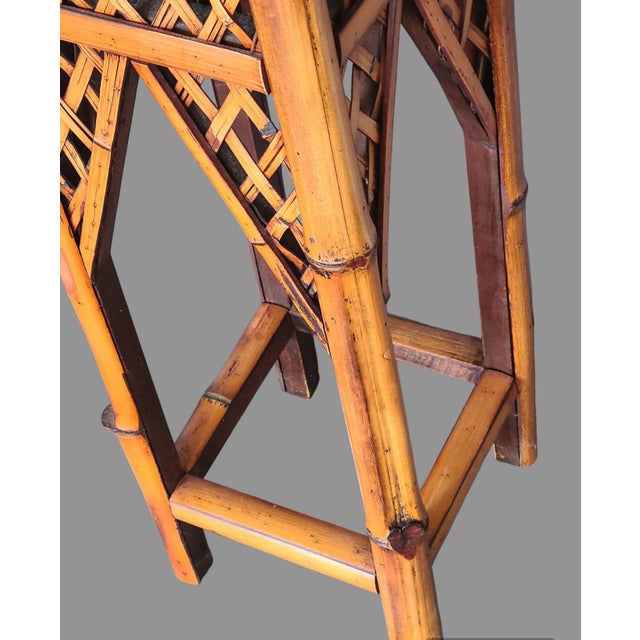 Vintage Mid 20th Century Bamboo Pedestal Plant Stand For Sale - Image 9 of 9
