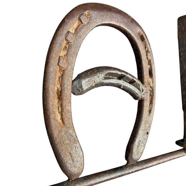 "Bar" Sign Made From Horseshoes and Railroad Spikes For Sale - Image 9 of 11