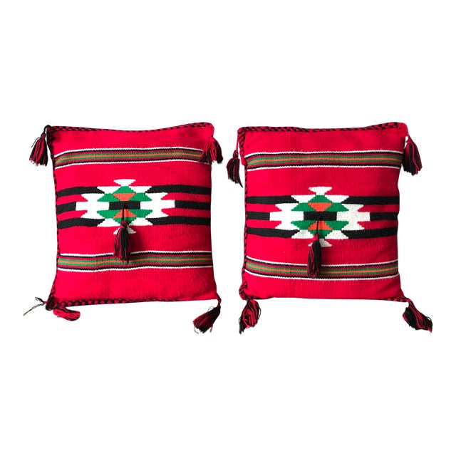 Late 20th Century Woven Southwestern Style Pillows A Pair Chairish