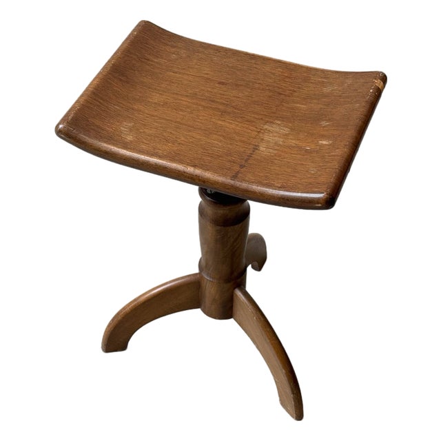 Height-Adjustable Piano Stool in Beech, 1920s For Sale