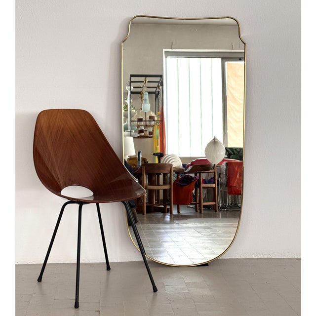 Large Mid-Century Modern Italian Floor Mirror with Brass Frame, 1950 For Sale - Image 17 of 17