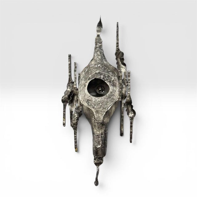 1960s Brutalist Wall Lamp in Iron and Glass by Hans Ehrich, 1960s For Sale - Image 5 of 5
