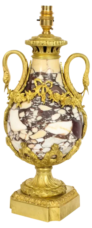 Antique French Louis XVI Revival Ormolu Mounted Marble Table Lamp, 1860s