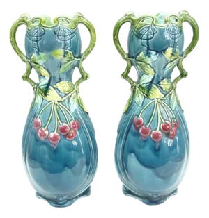 Art Nouveau Ceramic Vases, Set of 2