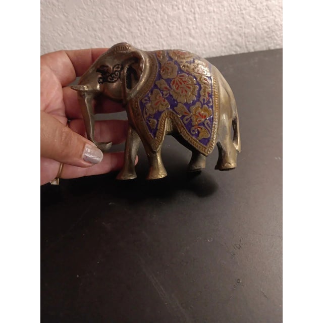 GORGEOUS Solid Brass 5" Ornate Elephant Sculpture. Add a touch of elegance to your home decor with this stunning solid...
