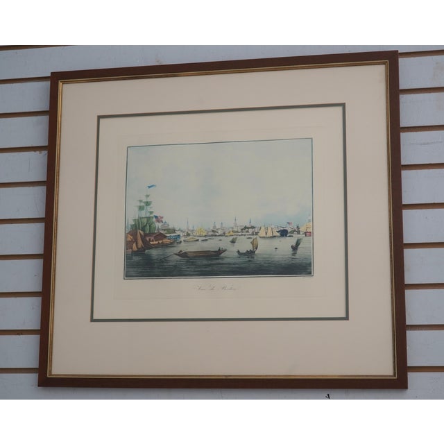 Set of 7 Vintage Framed Colored Engravings Etchings Military Ships For Sale - Image 4 of 15