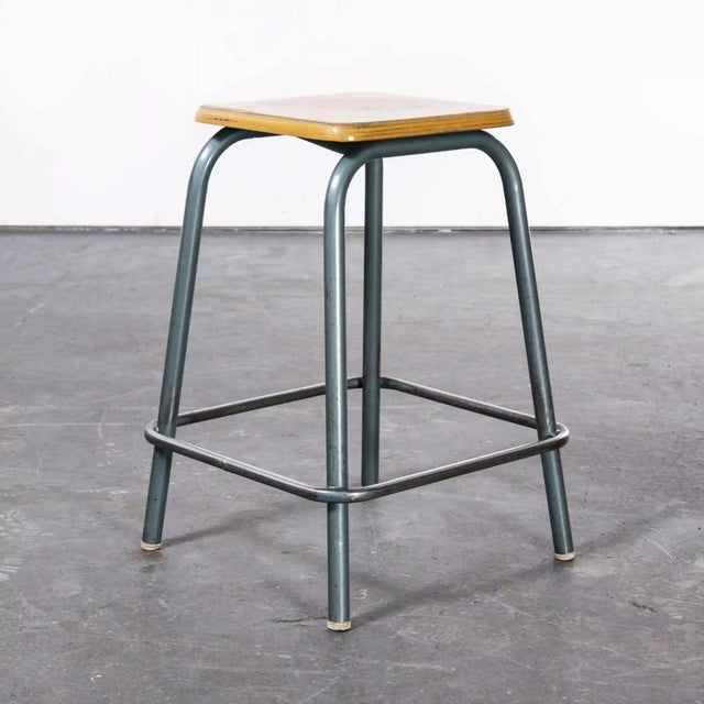 Silver French Stools Aqua with Square Seat from Mullca, 1950s For Sale - Image 8 of 8
