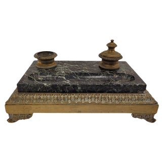 Napoleon III Desktop Set in Marble and Bronze, France, 1800s For Sale
