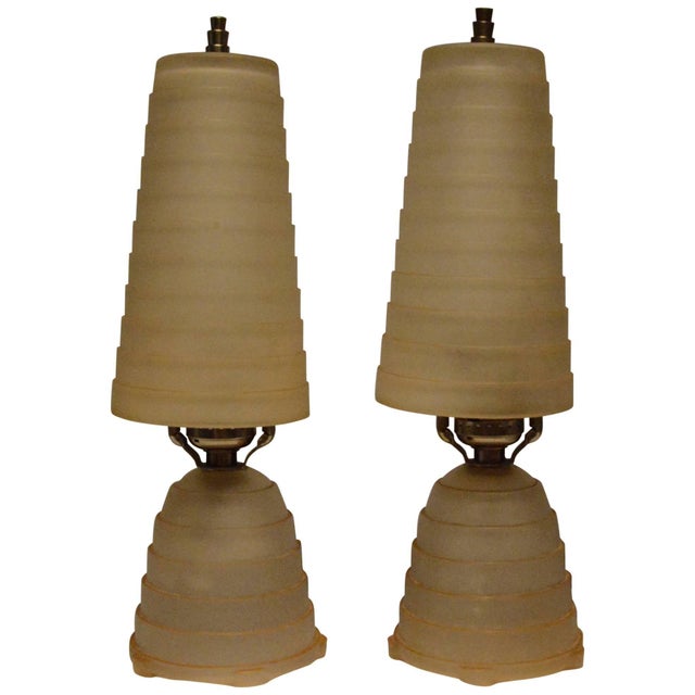 Gold Art Deco Vanity Lamps Set of Two - a Pair For Sale - Image 8 of 8