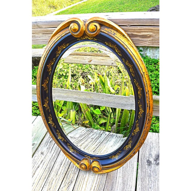 John Richard Oval Contemporary Mirror Black and Gold For Sale - Image 11 of 11