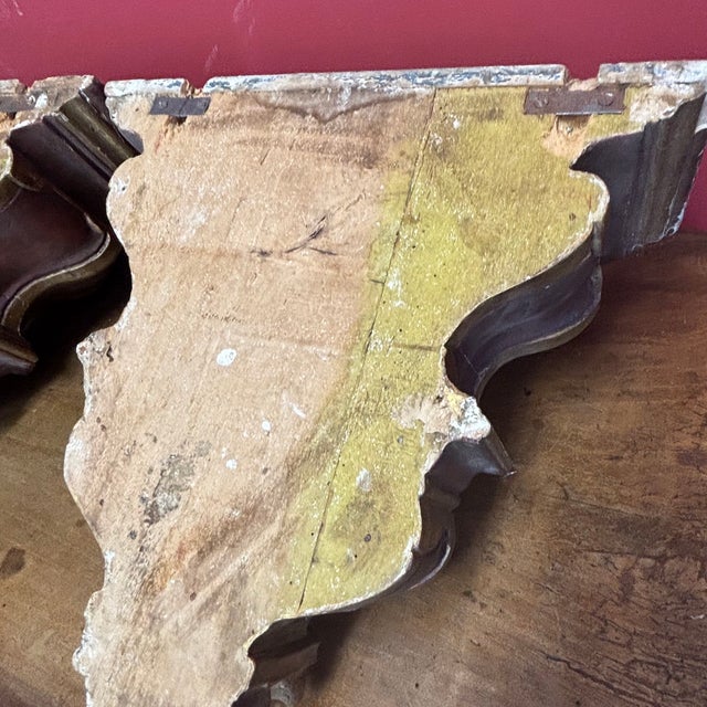 Antique 19th Century Gold and Purple Lacquered Shelves with Painted Imitation Marble Tops, 1800, Set of 2 For Sale - Image 18 of 18