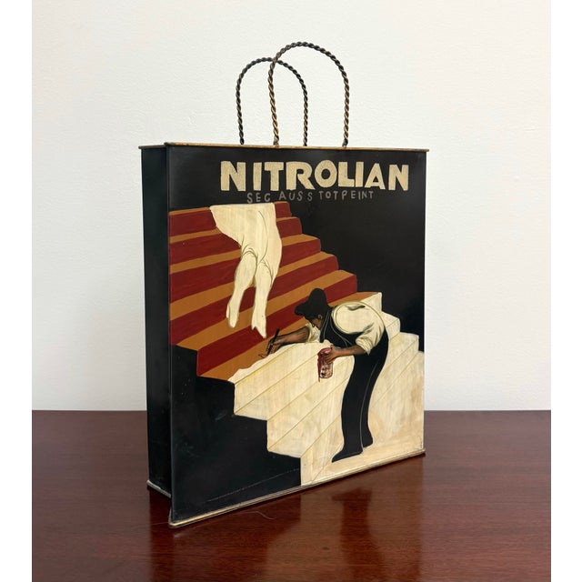 Early 20th Century Vintage Hand-Painted Leonetto Cappiello “Nitrolian” Advertising Magazine Holder - Double Sided For Sale - Image 5 of 6
