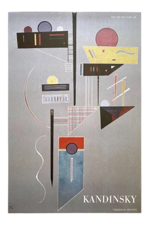 Wassily Kandinsky Vintage 1980 Lithograph Print Modernist French Poster " Gris Sur Gris Clair " 1941
