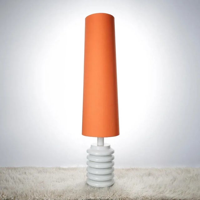 1960s Floor Lamp with Metal Slats and Orange Lampshade by Hans-Agne Jakobsson, Sweden, 1960s For Sale - Image 5 of 7