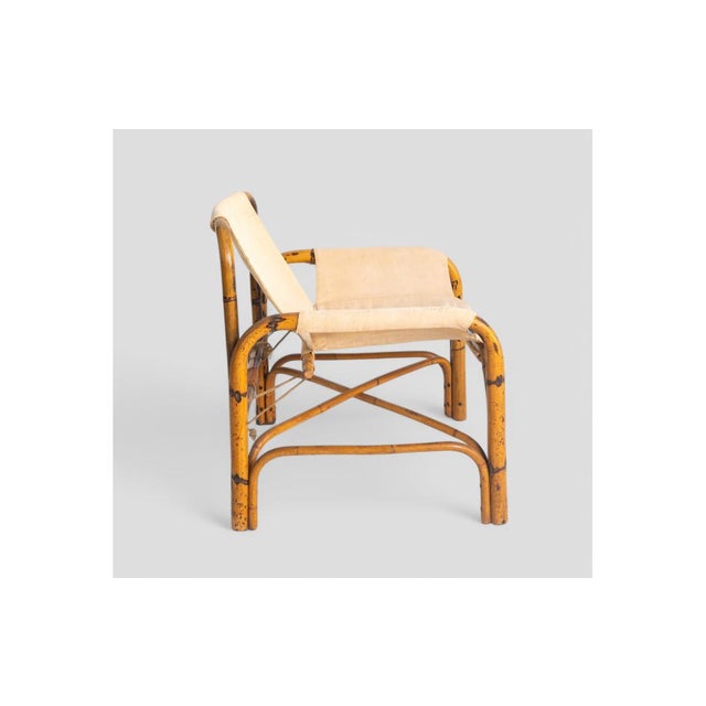 Vintage Bamboo and Canvas Armchair, 1960s For Sale - Image 4 of 12