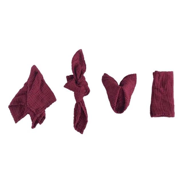 Organic Cotton Napkins - Bordeaux, Set of 4 For Sale