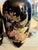 Ceramic Vintage Black Pink Chinoiserie Floral Peacock Vases= a Pair For Sale - Image 7 of 7