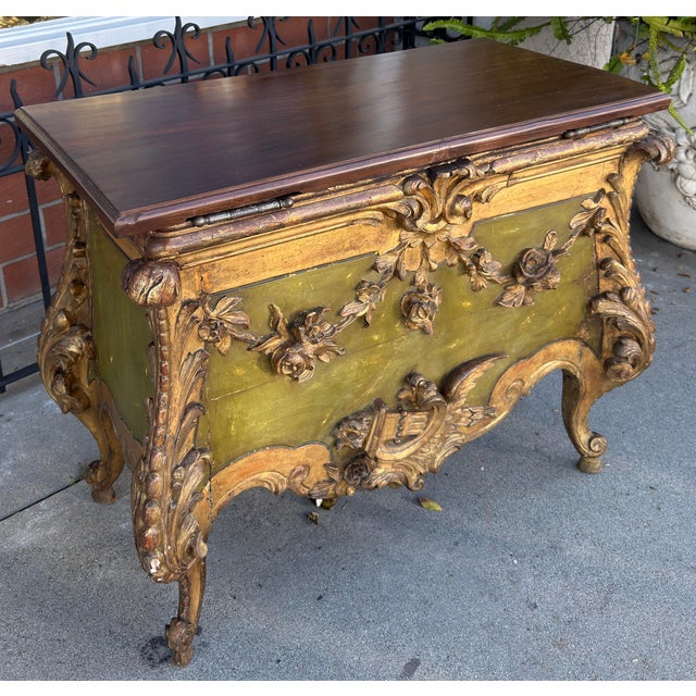 Olive Antique 18th C Louis Vx Giltwood & Walnut Chest Side Table For Sale - Image 8 of 9