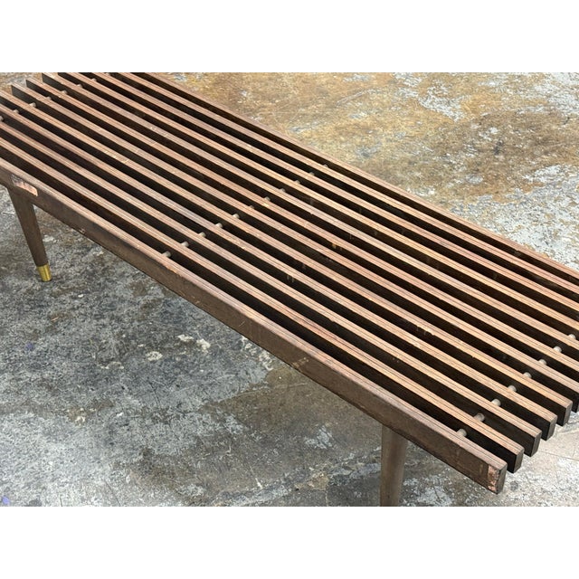 Mid 20th Century Mid-Century Slatted Walnut Bench / Coffee Table For Sale - Image 5 of 12