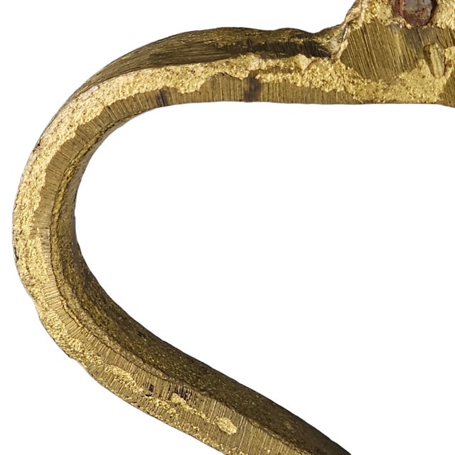 Gold Antique 19th C Saudi Bedouin Dallah – 11” Chased Brass, Tin Lined, Signed Ali For Sale - Image 8 of 13