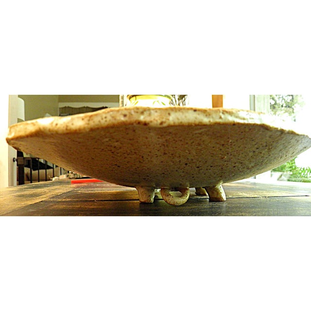 1990s Large Freeform Neutral Pottery Tray With Corn Detailing For Sale - Image 5 of 8
