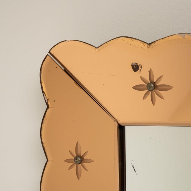 Art Deco 19th Century France Art Deco Tan Wood Mirror For Sale - Image 3 of 8