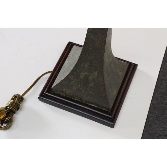 Vintage Verdigris Bronze Columnar Table Lamp by Stewart Ross James for Hansen For Sale - Image 17 of 18