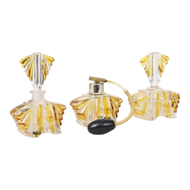 Art Deco Crystal Boudoir Perfume Bottles by Ernst Buder, 1950s, Set of 3 For Sale - Image 4 of 18