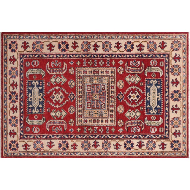Beige Southwestern Kazak Red/Beige Wool Rug - 3'1''x5'0'' For Sale - Image 8 of 10