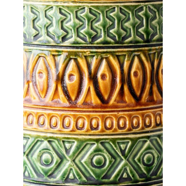 Ochre and Green Ceramic Table Lamp from Bay Keramik, 1970s For Sale - Image 12 of 14