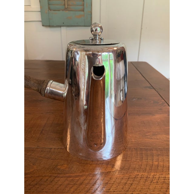 English Antique Victorian Sheffield Silver Plate Chocolate Pot / Tea Pot With Wooden Handle for Cottagecore, English Country, Traditional Decor or Serving For Sale - Image 3 of 12