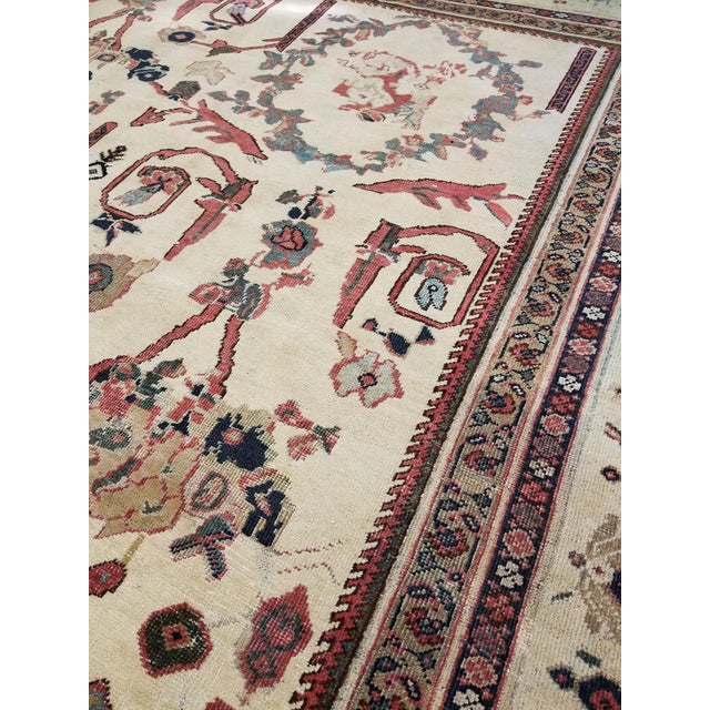 Antique Persian Sultanabad Carpet Handmade Oriental Rug, Ivory, Gold, Green Blue For Sale - Image 12 of 12