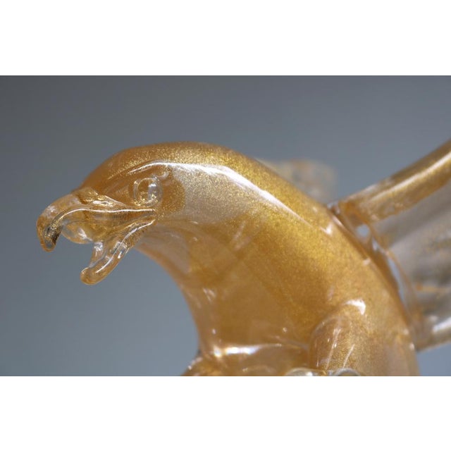 Mid-Century Italian Murano Glass Eagle Sculpture with Gold Leaf by Arnaldo Zanella, 1970s For Sale - Image 4 of 18