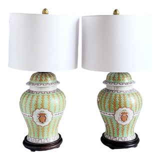 Vintage Tindle London Ginger Jar Table Lamps-A Pair For Sale