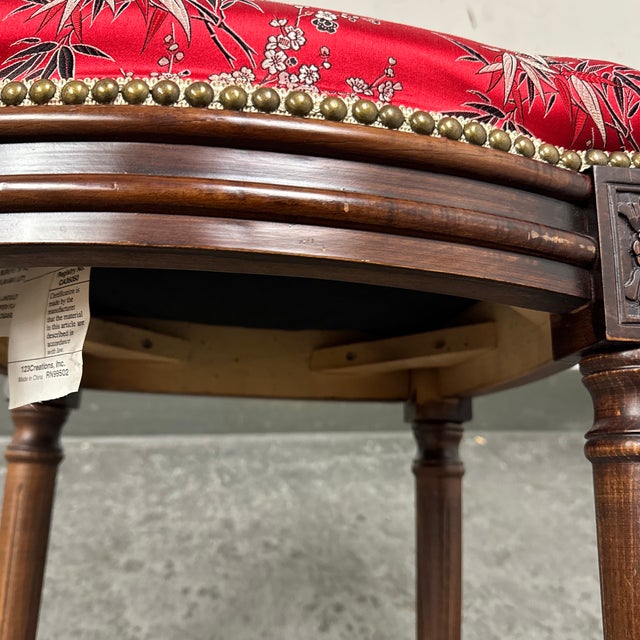 123 Creations Asian Inspired Red Silk Stools With Nailhead | Chairish