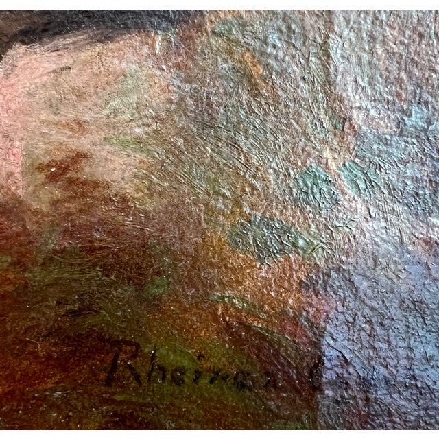 Edouard Rheiner, Mountain Landscape and Small Stream, Oil on Canvas, 1890s-1910s, Framed For Sale - Image 3 of 12