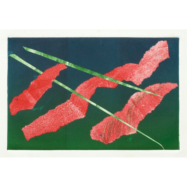 Red and Green Modern Abstract Lithograph by Patricia A. Pearce For Sale - Image 4 of 6