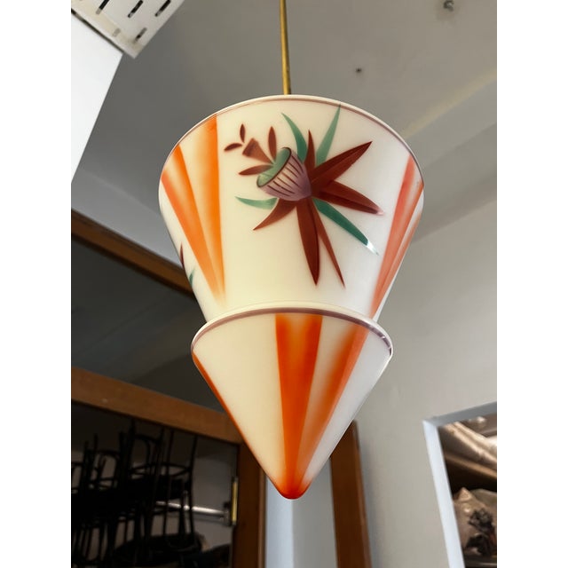 Cream Art Deco Pendant with Spatter Decor, Austria, 1940s For Sale - Image 8 of 10