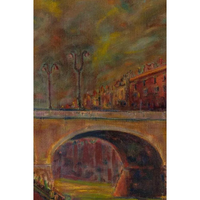 Modern Sirio Pellegrini, Cityscape, Oil on Paper, 1966 For Sale - Image 3 of 6