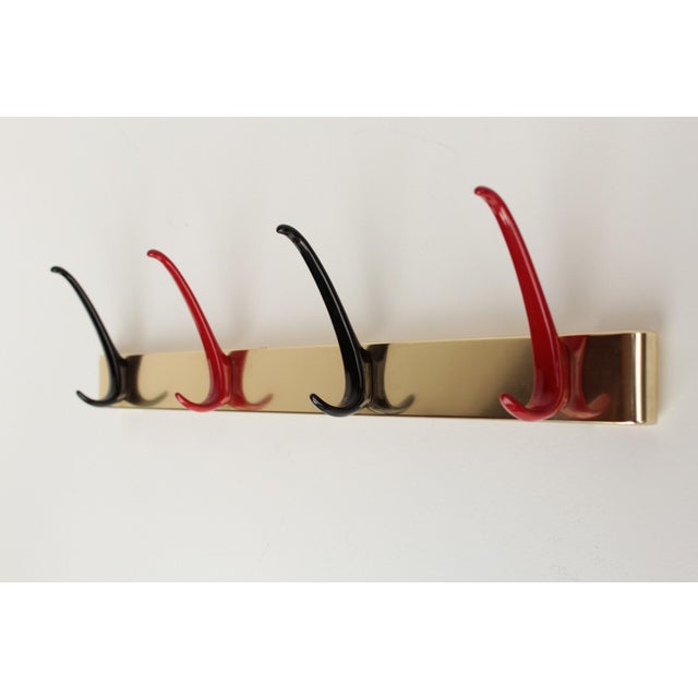 Black Mid-20th Century Wall-Mounted Coat Rack in Red and Black, 1950s For Sale - Image 8 of 11