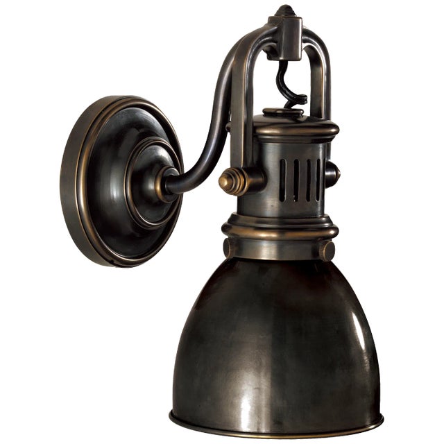 Chapman & Myers for Visual Comfort Signature Yoke Suspended Sconce in Bronze with Bronze Shade For Sale