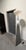 Sculptural Spanish floor lamp by Sarreal, Art i Llum S.A., featuring a dramatically tapered brushed steel column topped by...