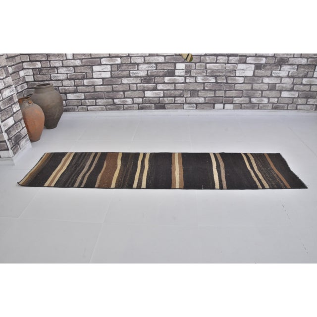 Black 1960s Organic Gor Hait Turkish Kilim Runner For Sale - Image 8 of 10