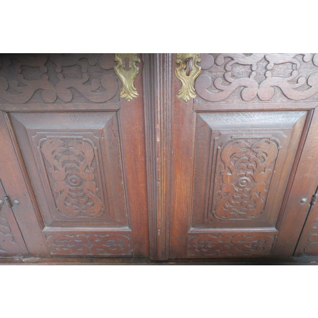 Brown Antique Carved Oak Farmhouse Wardrobe, 1780 For Sale - Image 8 of 18