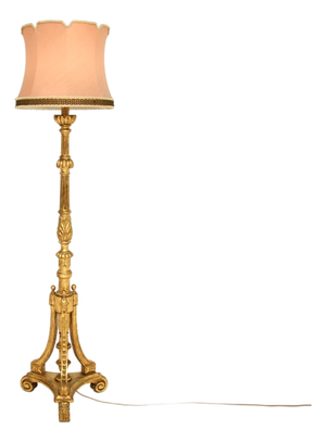 Antique Victorian Gilt Wood Floor Lamp, 1890s